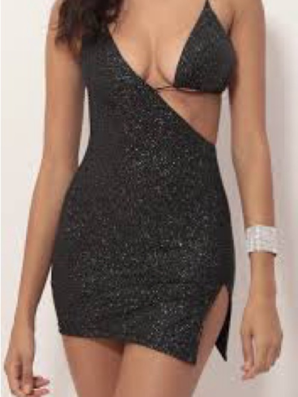 Lucy in the Sky Glitter Mini Dress - Black